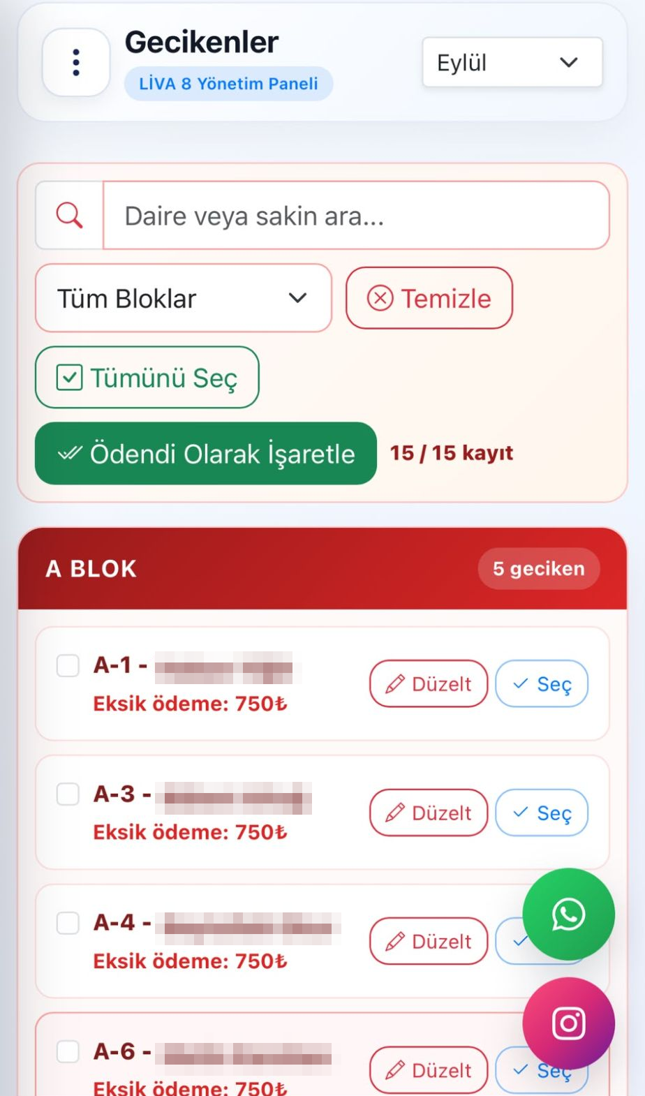 Gecikenler ekranı